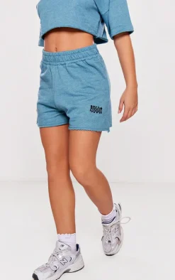 Light Blue Graphic Sweat Shorts