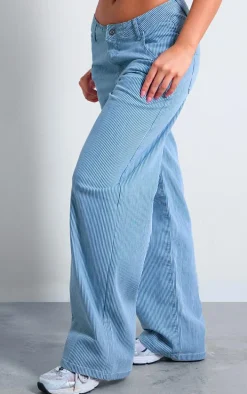 Light Blue Pinstripe Baggy Jeans