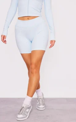 Light Blue Sculpt High Waist Gym Shorts