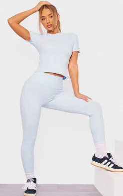 Light Blue Sculpt High Waist Gym Leggings