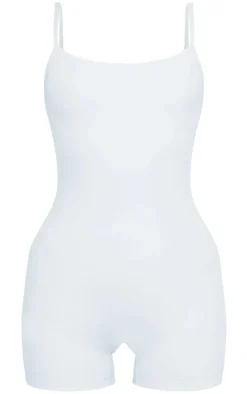 Light Blue Sculpt Sleeveless Short Unitard