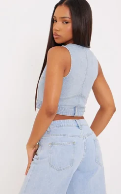 Light Blue Upside Down Jean Denim Vest
