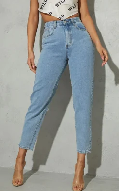 Light Blue Wash Bum Shape Mom Jeans
