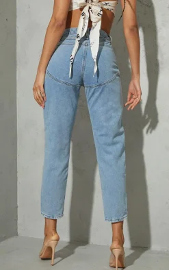 Light Blue Wash Bum Shape Mom Jeans