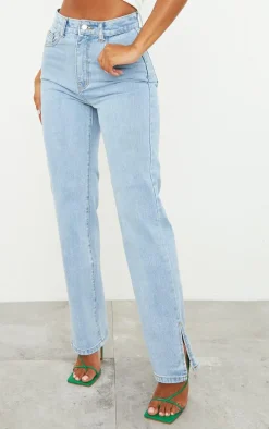 Light Blue Wash L30 Split Hem Jeans