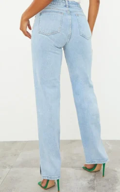 Light Blue Wash L30 Split Hem Jeans