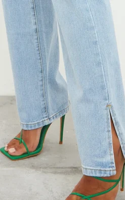 Light Blue Wash L30 Split Hem Jeans