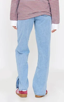 Light Blue Wash L30 Split Hem Style Jeans