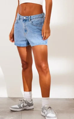 Light Blue Wash Loose Denim Mom Shorts