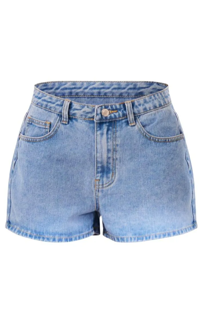 Light Blue Wash Loose Denim Mom Shorts