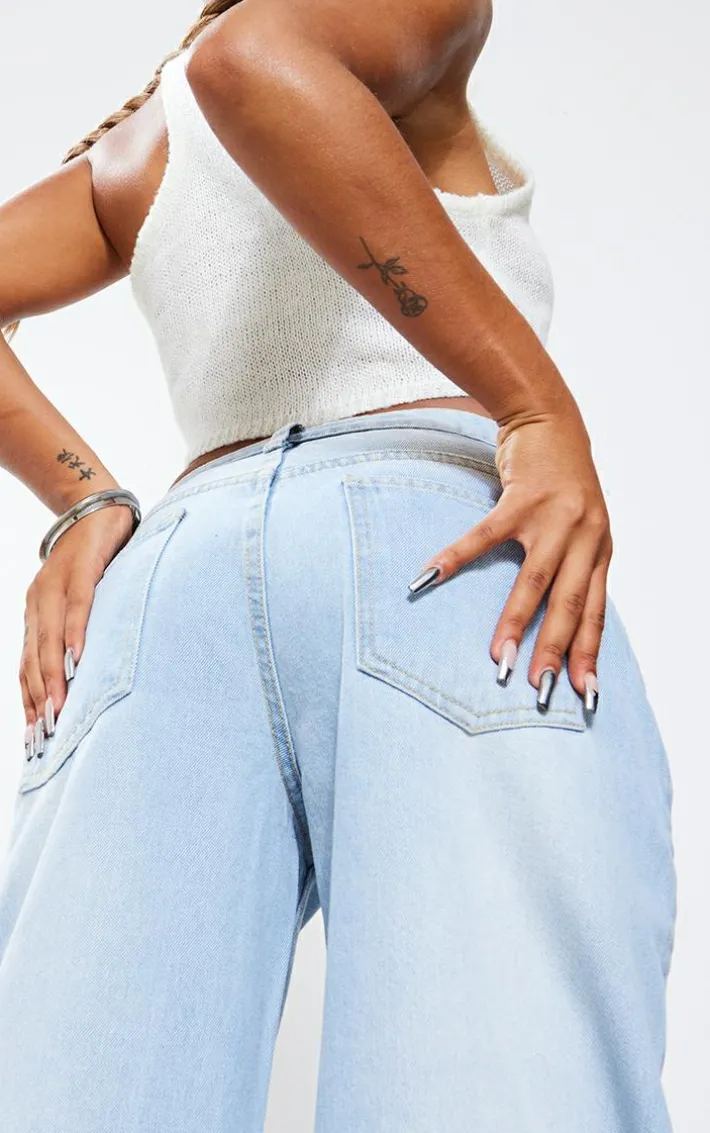 Light Blue Wash Low Rise Boyfriend Jeans