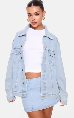 Light Blue Wash Micro Mini Denim Skirt