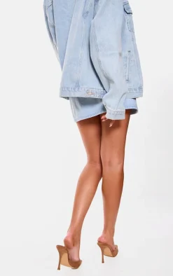 Light Blue Wash Micro Mini Denim Skirt