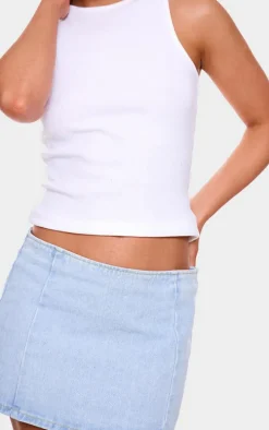 Light Blue Wash Micro Mini Denim Skirt