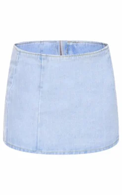 Light Blue Wash Micro Mini Denim Skirt
