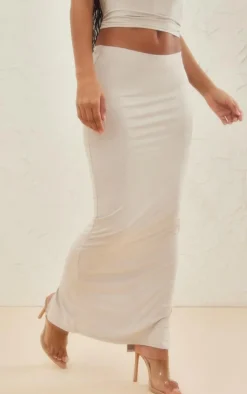 Light Grey Faux Suede Maxi Skirt