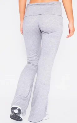 Light Grey Marl Fold Over Waist Flared Pants