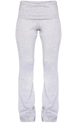 Light Grey Marl Fold Over Waist Flared Pants