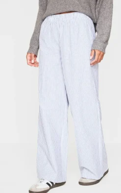 Light Grey Pinstripe Woven Slouchy Straight Leg Pants