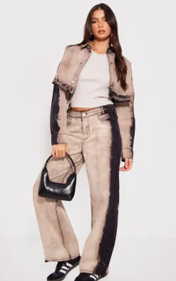 Light Grey Raw Hem Bleach Wash Button Up Cropped Jacket