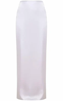 Light Grey Satin Low Rise Maxi Skirt
