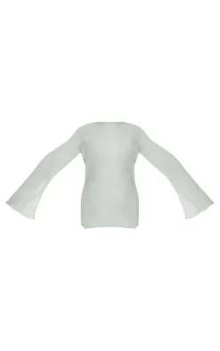 Light Grey Sheer Textured Longline Top