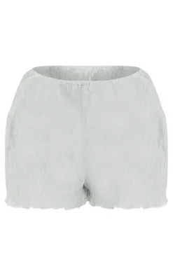 Light Grey Sheer Textured Hot Pants