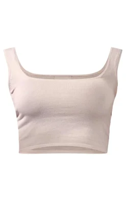 Light Grey Square Neck Knitted Top