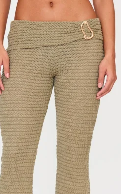 Light Khaki Textured Trim Detail Low Rise Skinny Flares