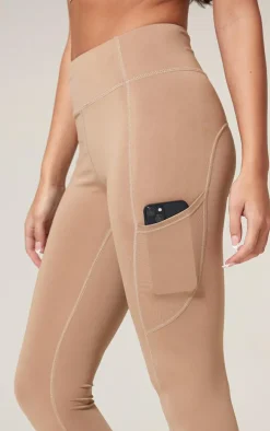 Light Mocha Pocket Detail Sculpt Leggings