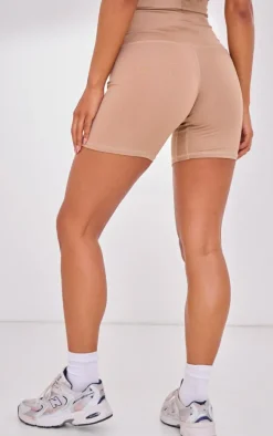 Light Mocha Pocket Detail Sculpt Biker Shorts
