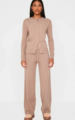 Light Mocha Soft Knit Button Up Cardigan