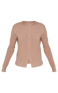 Light Mocha Soft Knit Button Up Cardigan