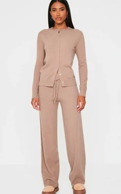 Light Mocha Soft Knit Drawstring Waist Pants