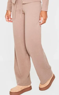 Light Mocha Soft Knit Drawstring Waist Pants