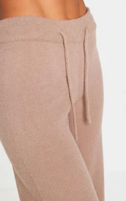Light Mocha Soft Knit Drawstring Waist Pants