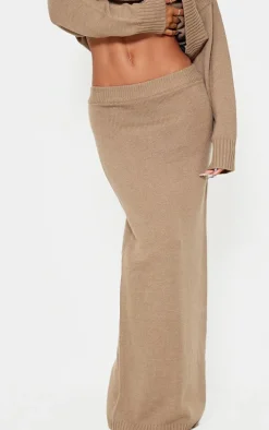 Light Mocha Soft Knit Maxi Skirt