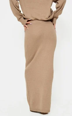 Light Mocha Soft Knit Maxi Skirt