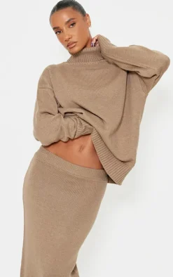 Light Mocha Soft Knit Maxi Skirt