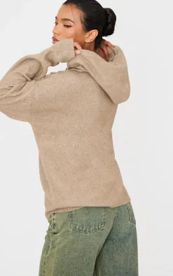 Light Mocha Soft Knit Oversized Hoodie