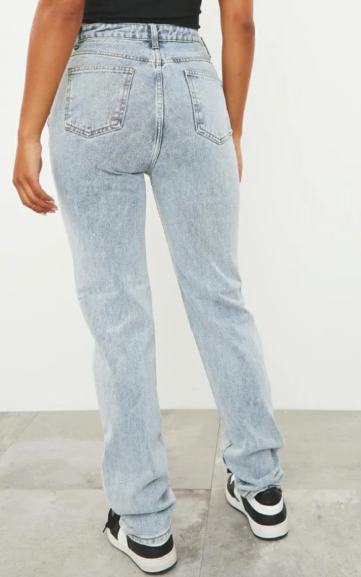 Light Wash Long Leg Straight Jeans