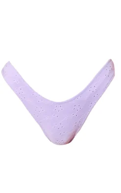 Lilac Broderie High Leg Bikini Bottoms