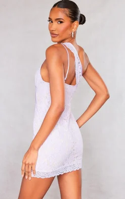 Lilac Lace Binding Detail Underwired Bodycon Dress