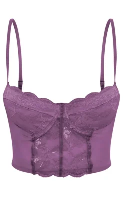 Lilac Lace Mesh Corset Bra