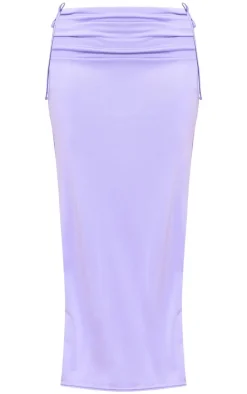 Lilac Matte Touch Ruched Tie Maxi Skirt