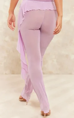 Lilac Mesh Ruffle Rose Detail Pants