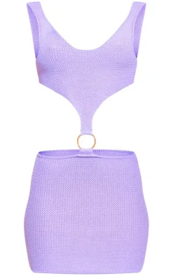 Lilac O Ring Trim Crochet Dress