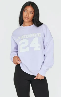Lilac Oversized Applique Sweatshirt