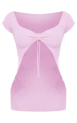 Lilac Rib Knit Long Line Top