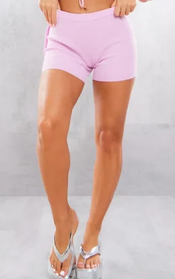 Lilac Rib Knit Shorts